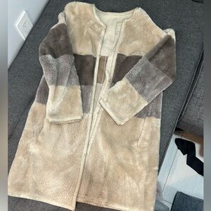 Paule Ka Leather and fur winter coat. Small